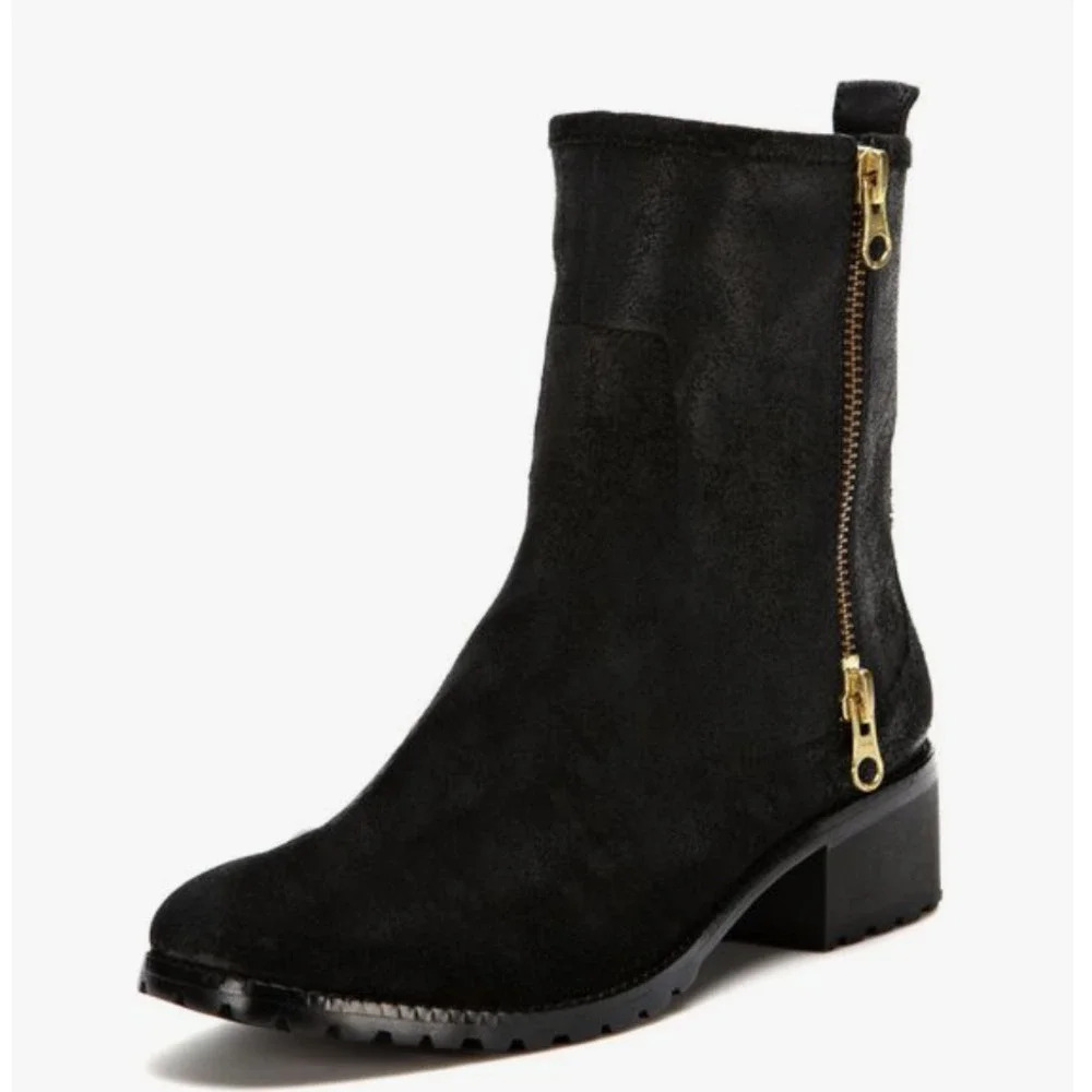 Renvy Joe Sport Black Suede Double‎ Zip Boots